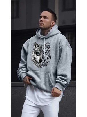 Divin Erkek Street Style Kurt Desenli Kapüşonlu Sweatshirt