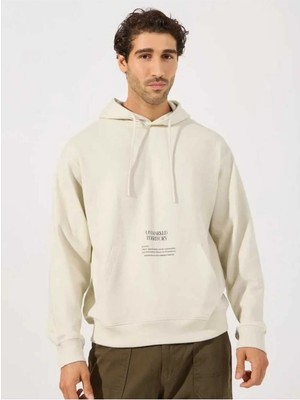 Divin Modern Yazı Baskılı Unisex Beyaz Sweatshirt