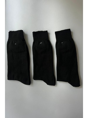 Admera Premium Admera 3’lü Erkek Siyah Pamuklu Uzun Çorap Dikişsiz Burun, Sıkmayan Lastik Dayanıklı Set 40-44