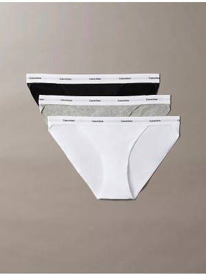 Calvin Klein Kadın Pamuklu Slim Fit Beli Elastik Bantlı 3'lü Siyah-Beyaz Boxer LV00QD5309-6H3