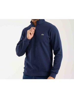Lacoste Fermuar Yaka Regular Fit Uzun Kol Indigo Sweatshirt