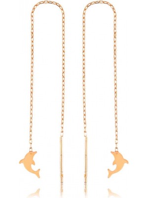 Supertrend Gümüş Zincirli Yunus Balığı Küpe