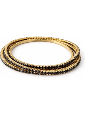 Stainless Stell Siyah Su Yolu Boncuklu Bileklik