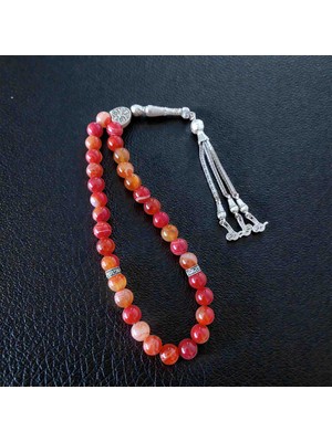 Mga Doğaltaş Renkli Akik Tesbih 10MM Büyük Boy – 33’lük Doğal Taş Erkek Tesbih – Hakiki – Dayanıklı Esnek Misinalı – Hediyelik