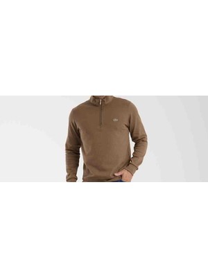 Lacoste Fermuar Yaka Kahverengi Regular Fit Sweatshirt