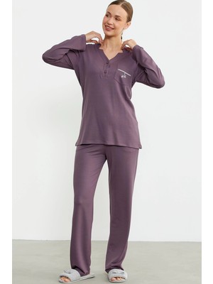 Tudik Collection Sementa 76438 Yarım Düğmeli Cep Detaylı Pijama Takım