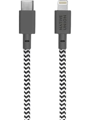 Native Union Belt Serisi Type-C To Lightning Şarj Kablosu 3m Siyah - Beyaz