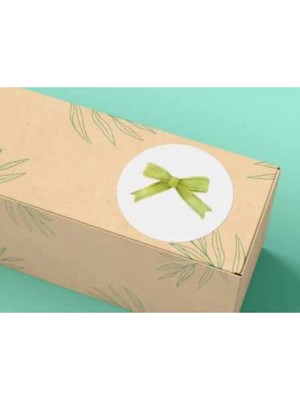 Casalinghi Yeşil Renkli Fiyonk Etiket Yeşil Fiyonk Yuvarlak Mat Çıkartma Round Sticker 4 cm (20 Adet)