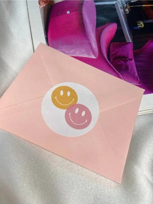 Casalinghi Renkli Gülen Suratlar Yuvarlak Mat Çıkartma Round Smile Sticker 4 cm (40 Adet)