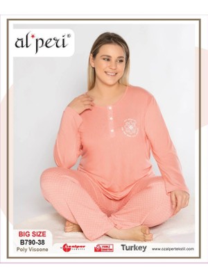 Tudik Collection Alperi B790-38 Battal Kadın Uzun Kol Pijama Takımı