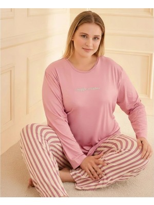 Tudik Collection Mihra 50802 Kadın Battal Milan O Yaka Pijama Takımı