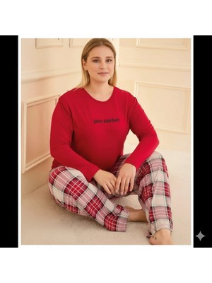 Tudik Collection Mihra 50802 Kadın Battal Milan O Yaka Pijama Takımı