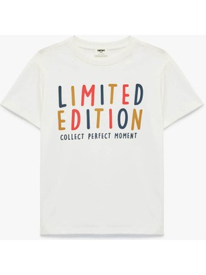 Koton Pamuklu Baskılı Ekru Erkek Çocuk T-Shirt 6SKB10151TK