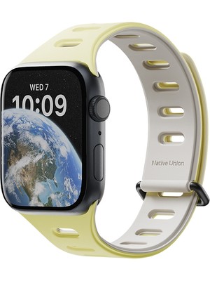 Watch 10 46MM Uyumlu Native Union Active Watch Band Serisi Silikon Kordon Gri-Sarı