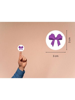 Casalinghi Mor Renk Fiyonk Etiketi Fiyonk Baskılı Yuvarlak Mat Çıkartma Round Sticker 3 cm (95 Adet)