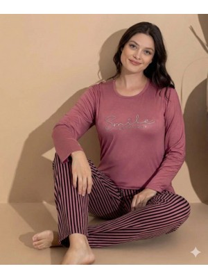 Tudik Collection Boyraz 20688 Kadın Milan Uzun Kol Pijama Takımı