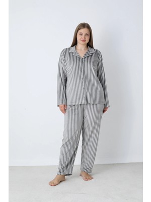 Tudik Collection Estiva 25370 Gömlek Yaka Battal Kadife Pijama Takımı