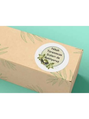 Bisaccia Nikah Törenimize Sizleride Bekliyoruz Çiçekli Mat Yuvarlak Sticker Wedding Ceremony 4 cm (40 Adet)