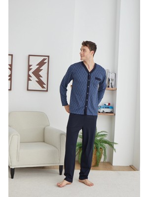 Tudik Collection Kocabey 9252 Erkek  V Yaka Boydan Düğmeli Pijama Takımı