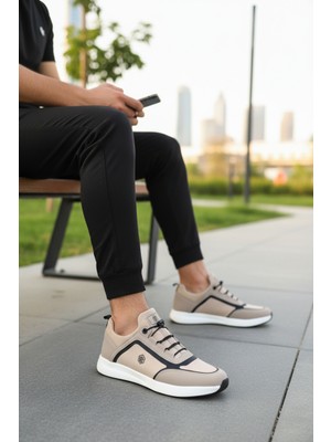 Enoch Şerit Detaylı Lastik Bağcıklı Hafif Taban Casual Erkek Spor Ayakkabı