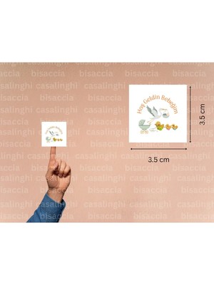 Casalinghi Hoş Geldin Bebeğim Etiketi Bebek Arabası Doğum Kutlama Mat Çıkartma Cute Sticker 3.5 cm (45 Adet)