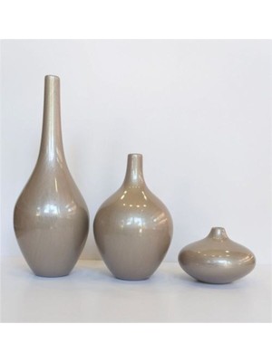 Özgürce Seramik Tombik 3 Lü Şişe Vazo Dekoratif Set, Şık ve Modern Tasarım