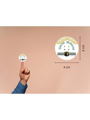 Casalinghi Umrah Mubarak Etiketleri Hediye Sticker Gift Umre Hajj Yuvarlak Mat Etiket 4 cm (40 Adet)