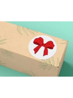 Casalinghi Fiyonk Baskılı Etiket Kırmızı Fiyonk Yuvarlak Mat Çıkartma Round Sticker 3 cm (95 Adet)