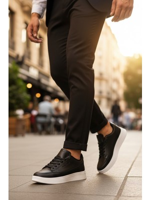 Enoch Dikişli Yan Amblem Detaylı Bağcıklı Kalın Taban Erkek Sneaker Spor Ayakkabı