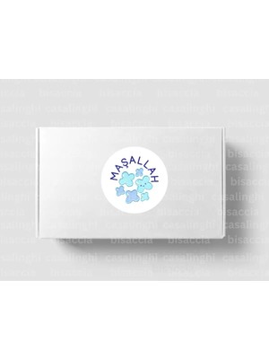 Casalinghi Maşallah Etiketi Erkek Bebek Nazar Boncuğu Sevimli Yuvarlak Mat Sticker 3 cm (95 Adet)