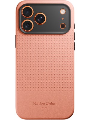 iPhone 17 Pro Max Kılıf M-Safe Uyumlu Deri Dokulu Native Union 2025 Active Serisi Kapak Turuncu