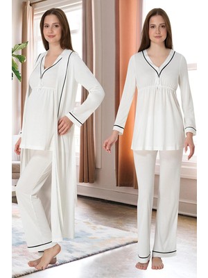 Tudik Collection Effortt 4054 Biye Detaylı Sabahlıklı Lohusa Pijama Takımı