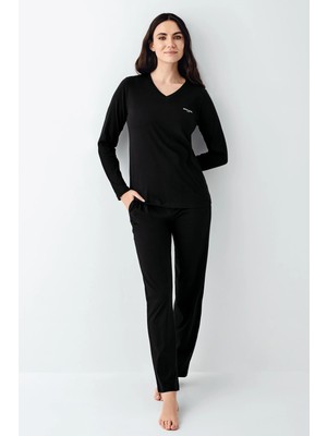 Tudik Collection Pierre Cardin 9070-X Kadın Battal Uzun Kol Pijama Takım