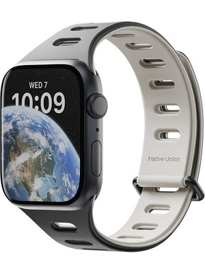 Watch 7 41MM Uyumlu Native Union Active Watch Band Serisi Silikon Kordon Siyah-Gri