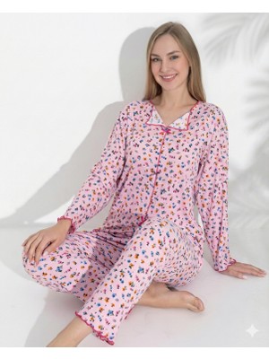 Tudik Collection Boyraz 0367 Kadın Raporlu Uzun Kol Pijama Takımı