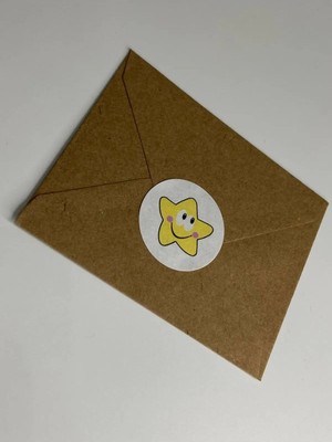 Casalinghi Sarı Gülen Yıldız Etiketi Yuvarlak Mat Çıkartma Minik Yıldız Round Sticker 3 cm (95 Adet)