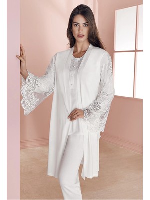 Tudik Collection Espuar 757 Penye 3'lü Sabahlık Pijama Takımı