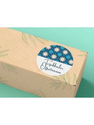 Casalinghi Mavi Renk Teşekkürler Öğretmenim Yazılı Etiket Yuvarlak Mat Sticker Öğretmenler Günü 4 cm 100 Adet