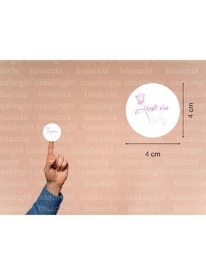 Casalinghi Arapça Gül Suyu Etiketi Yuvarlak Mat Çıkartma Hediyelik Pembe Gül Sticker 4 cm (45 Adet)