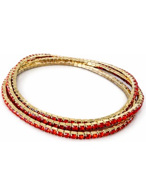 Stainless Stell Kırmızı Boncuklu Su Yolu Kadın Bileklik