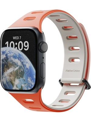 Watch 7 45MM Uyumlu Native Union Active Watch Band Serisi Silikon Kordon Turuncu-Gri