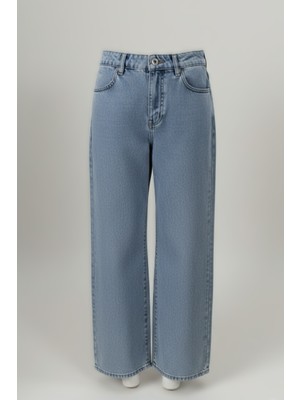 Trend Esinty Kadın Yüksel Bel Geniş Paça Mom Jean Pantolon