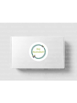 Casalinghi Ingilizce Say Mashallah! Etiketi Yuvarlak Mat Sticker Maşallah De Nazar Değmesin 4 cm (90 Adet)