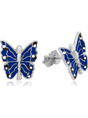 Supertrend Gümüş Lacivert Kelebek Çocuk Küpesi