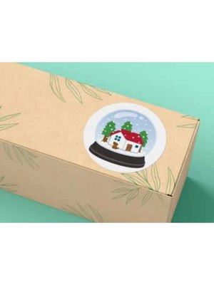 Casalinghi Kar Küresi Etiketi Yuvarlak Mat Çıkartma Round Sticker 4 cm (20 Adet)