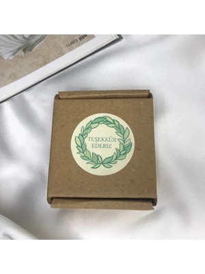 Bisaccia Teşekkür Ederiz Etiketi Green Theme Sticker Yeşil Çelenk Mat Paketleme Tebriği 4 cm - 40 Adet