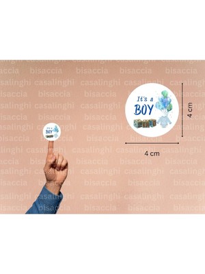 Casalinghi Ingilizce Erkek Çocuk Etiketi It Is A Boy Cinsiyet Partisi Bebek Mavi Mat Sticker 4 cm (90 Adet)