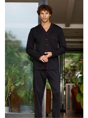 Tudik Collection Kocabey 9134 Erkek  V Yaka Boydan Düğmeli Pijama Takımı