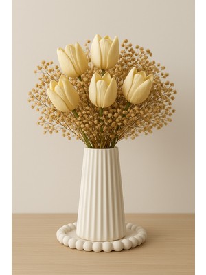 Özgürce Şık Iskandinav Vazo ve Bubble Tabak Seti, Dekoratif ve Çiçeksiz Tasarım