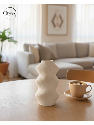 Özgürce Modern 16 cm Granit Desenli 3D Baskılı Kırılmaz Dekoratif Vazo